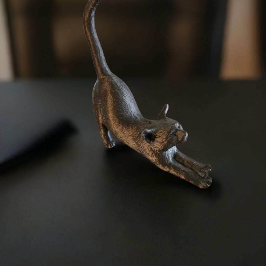 Stretching Cat Figurine | Cat Sculpture | Feline Home Decor | Animal Lover Gift | Desk Accessory | Cute Cat Statue | Pet Lover Gift - BatCountryCraftsUSA