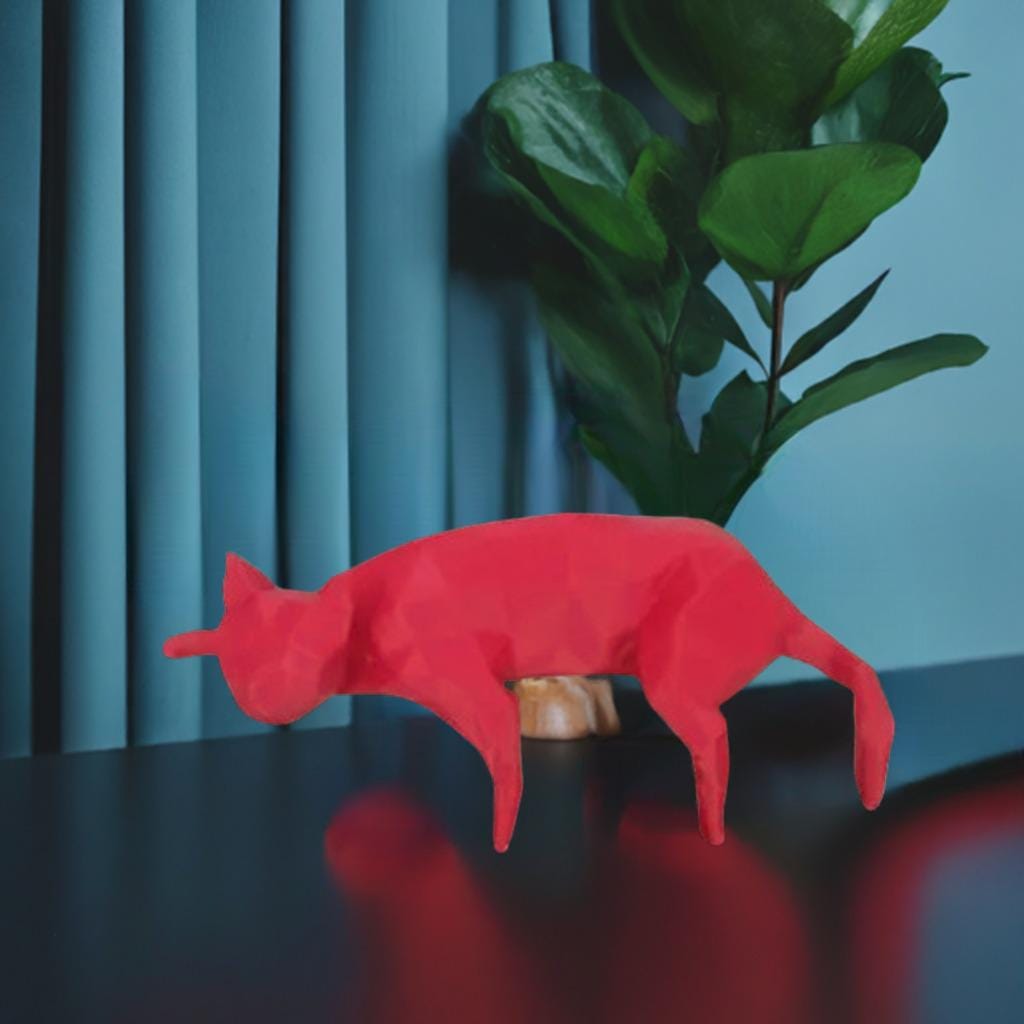 Low Poly Sleepy Cat Figurine | Modern Cat Sculpture | Minimalist Pet Decor | Cat Lover Gift | 3D Printed Art | Piano Keyboard Decor | Desk - BatCountryCraftsUSA