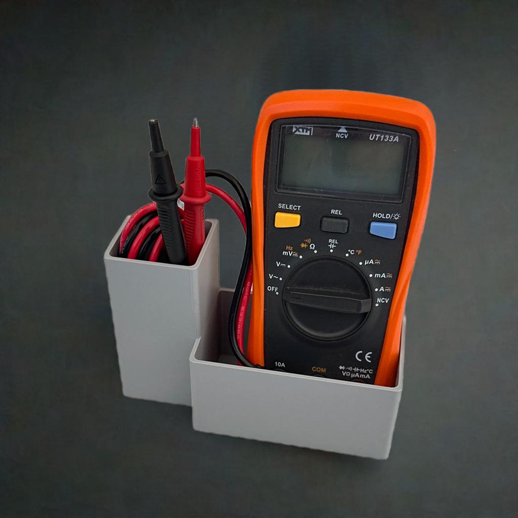 Multimeter Holder with Cable Storage | Electronics Test Equipment Stand | Workshop Organizer | 2 Variations | Honeycomb Design - BatCountryCraftsUSA