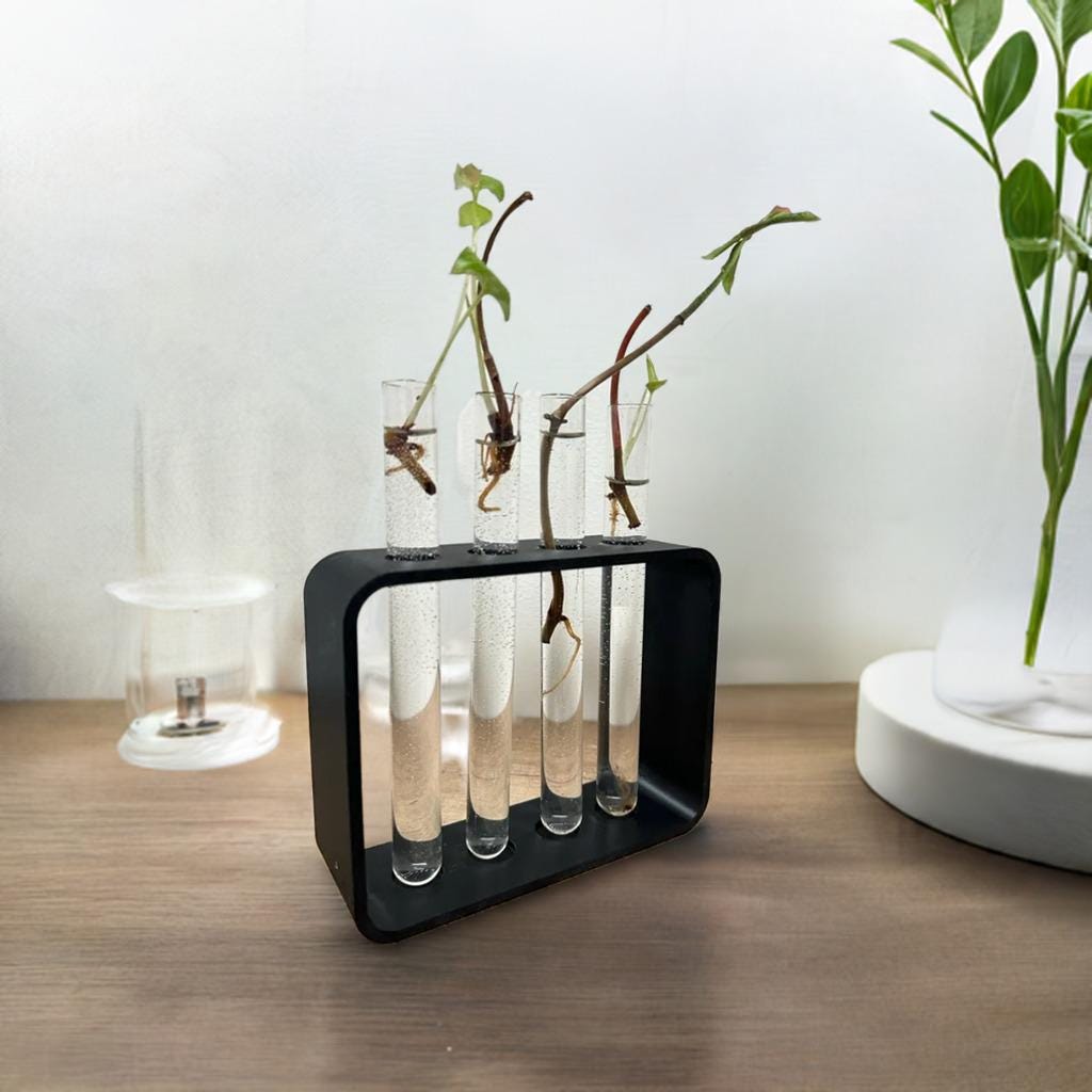 Plant Propagation Station | Test Tube Holder for Cuttings | Indoor Garden Hydroponic Growing Kit | 4-Tube Propagation Stand | Plant Rack - BatCountryCraftsUSA
