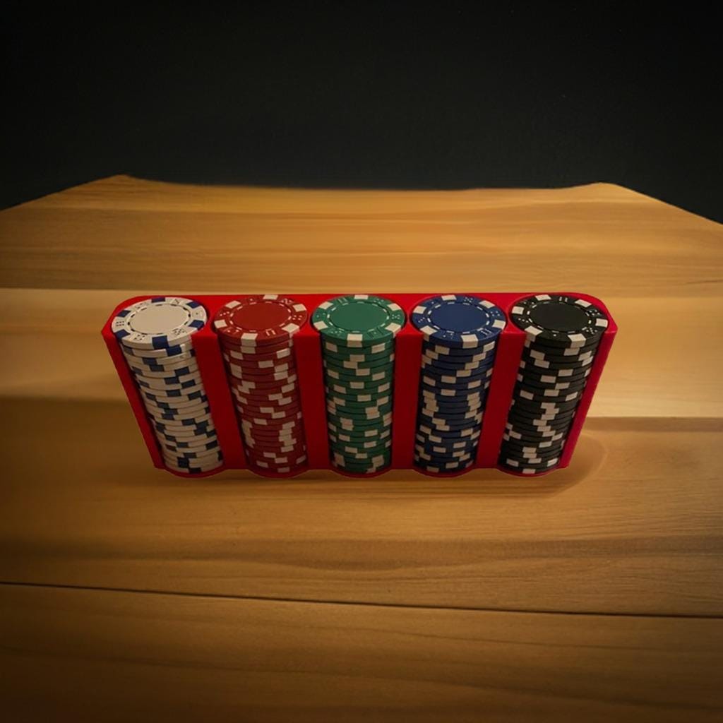 5-Column Poker Chip Tray | 110 Casino Chip Organizer | Vertical Stack Holder | Card Game Accessory - BatCountryCraftsUSA