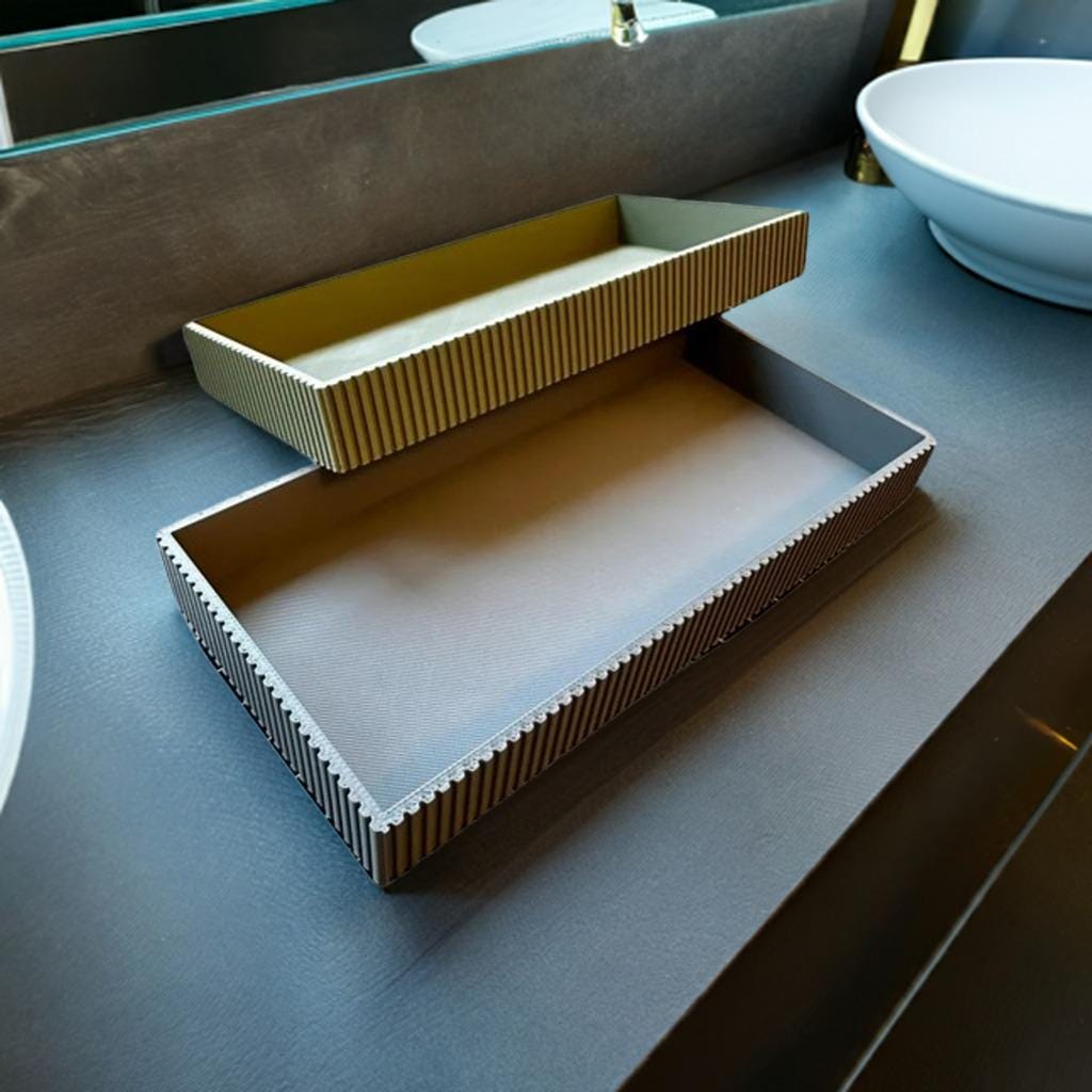 Simple Modern Bathroom Tray | Minimalist Vanity Organizer | Toiletry Storage Stylish Bathroom Decor Countertop Organizer Small Storage Tray - BatCountryCraftsUSA
