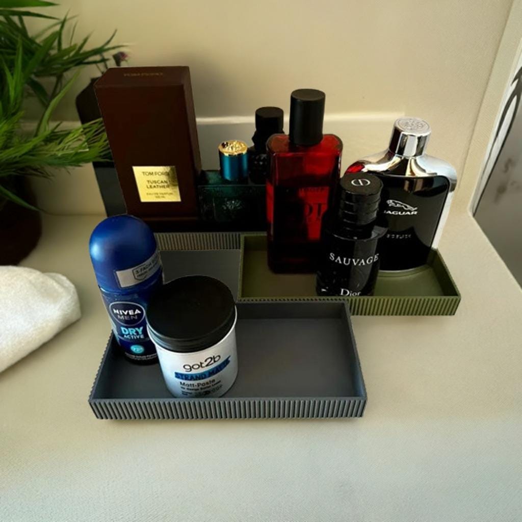 Simple Modern Bathroom Tray | Minimalist Vanity Organizer | Toiletry Storage Stylish Bathroom Decor Countertop Organizer Small Storage Tray - BatCountryCraftsUSA
