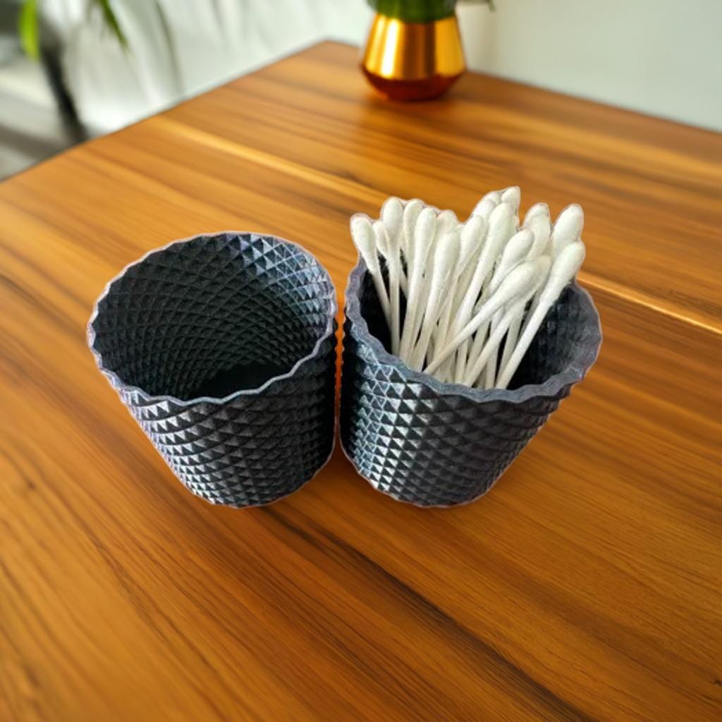 Q-Tip Holder Cup | Cotton Swab Organizer | Bathroom Vanity Storage | Modern Bath Accessory | Decorative Bathroom Container | - BatCountryCraftsUSA