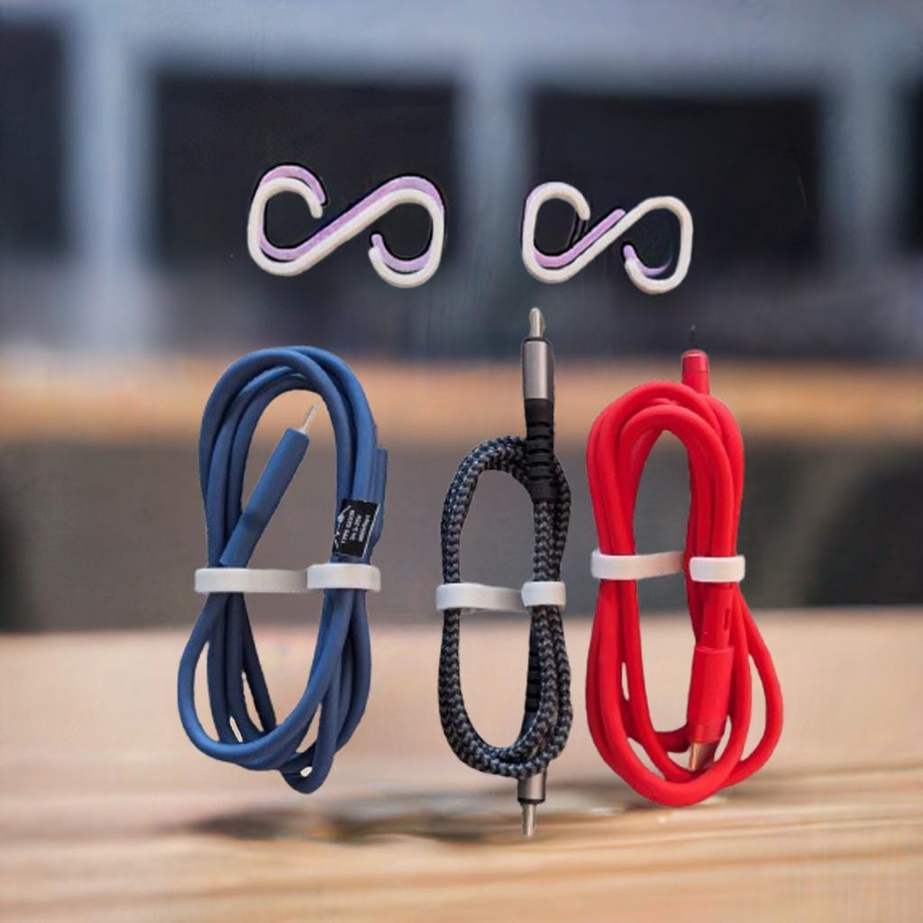 USB Cable Organizer Clip Set | Desk Cable Management System | Infinity Design Cord Holder | Multiple Sizes Available - BatCountryCraftsUSA