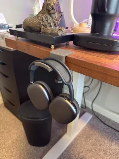 Desk Mounted Headphone Holder | Under Desk Headset Hanger | Desk Clamp Cable Organizer | Gaming Setup Accessory - BatCountryCraftsUSA