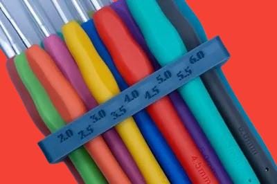 Crochet Hook Organizer for Ergonomic Rubber Handles | 9 or 14 Hook Storage Block | Desktop Stand | Craft Supply Holder | Tool Rack - BatCountryCraftsUSA