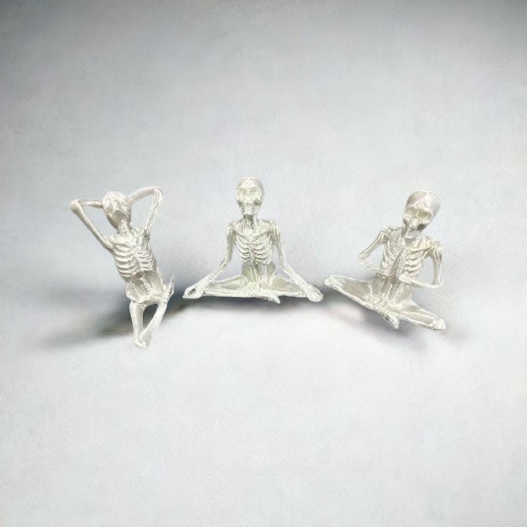 Skeleton Yoga Figurines | Set of 3 Poses | Gothic Home Decor | Yoga Lover Gift | Halloween Decoration | Meditation Art - BatCountryCraftsUSA