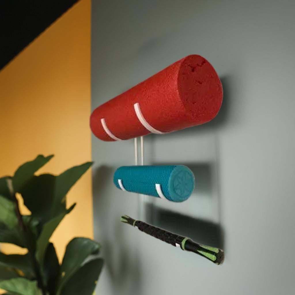 Wall Hook for Yoga Mats | Foam Roller Storage | Exercise Mat Hanger | Wall Mount Organizer | Home Gym Storage Hooks - BatCountryCraftsUSA