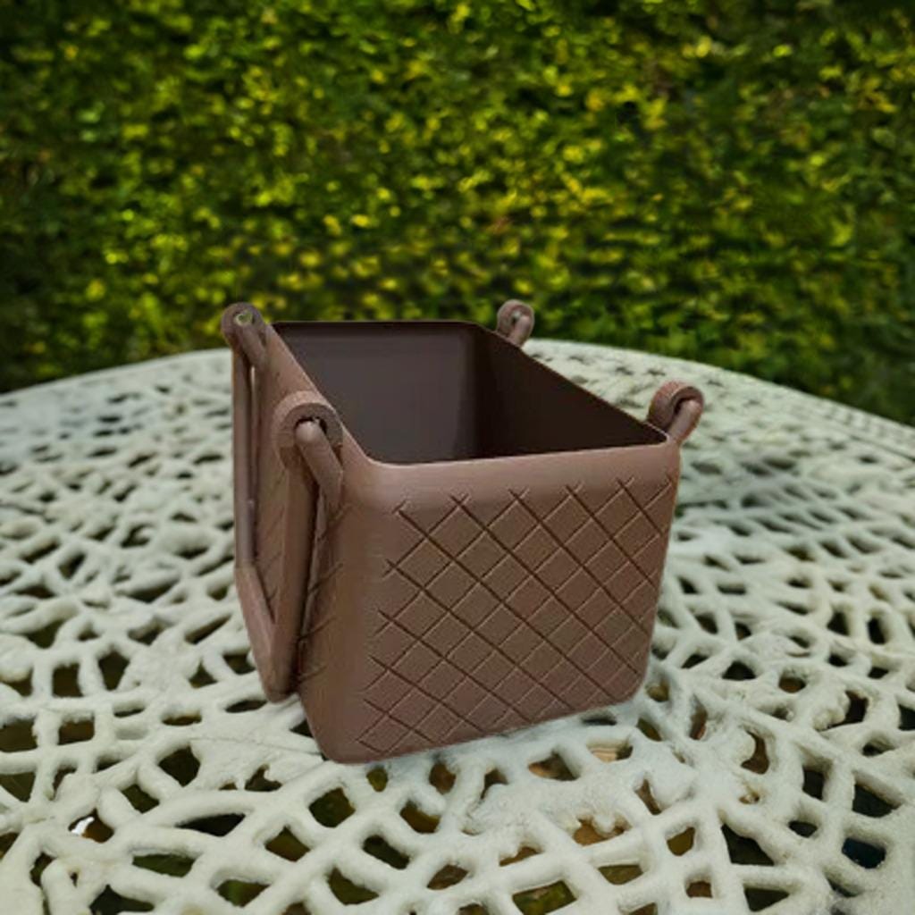 Print in Place Basket with Handles | Decorative Storage Container | Quilted Pattern Organizer | Home Decor Basket | Kitchen Storage Bin - BatCountryCraftsUSA