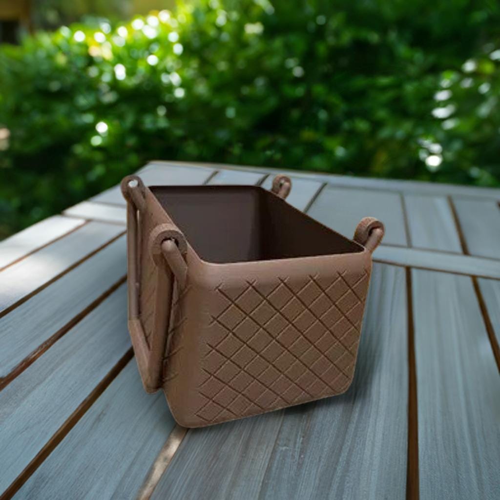 Print in Place Basket with Handles | Decorative Storage Container | Quilted Pattern Organizer | Home Decor Basket | Kitchen Storage Bin - BatCountryCraftsUSA