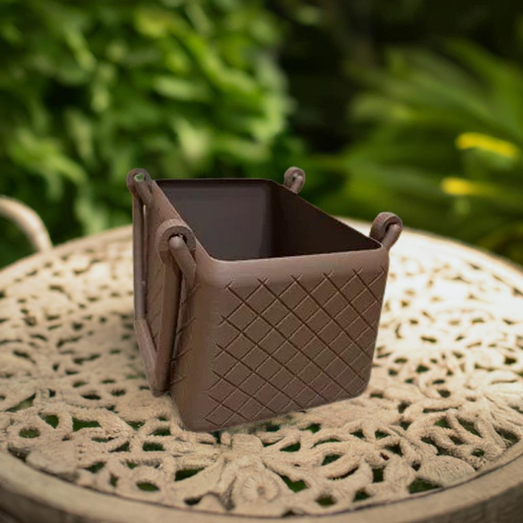 Print in Place Basket with Handles | Decorative Storage Container | Quilted Pattern Organizer | Home Decor Basket | Kitchen Storage Bin - BatCountryCraftsUSA