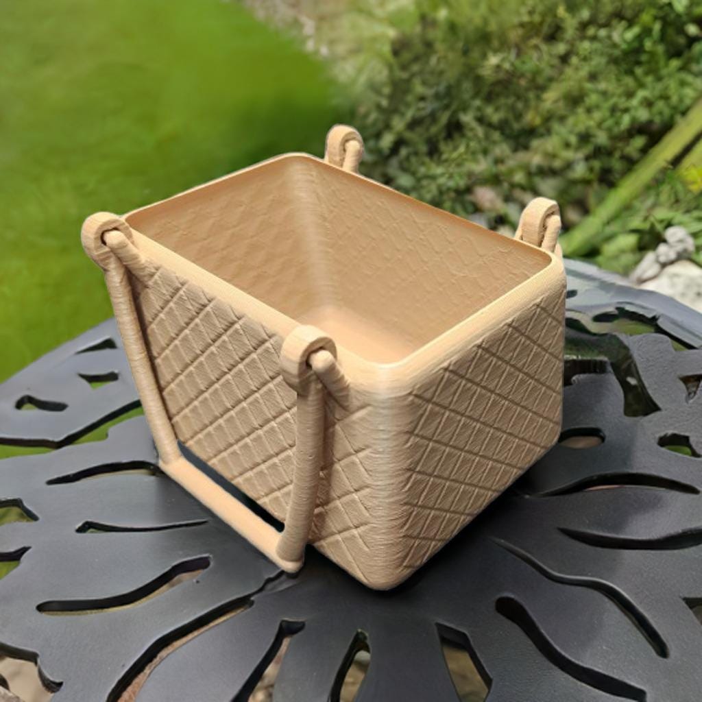 Print in Place Basket with Handles | Decorative Storage Container | Quilted Pattern Organizer | Home Decor Basket | Kitchen Storage Bin - BatCountryCraftsUSA