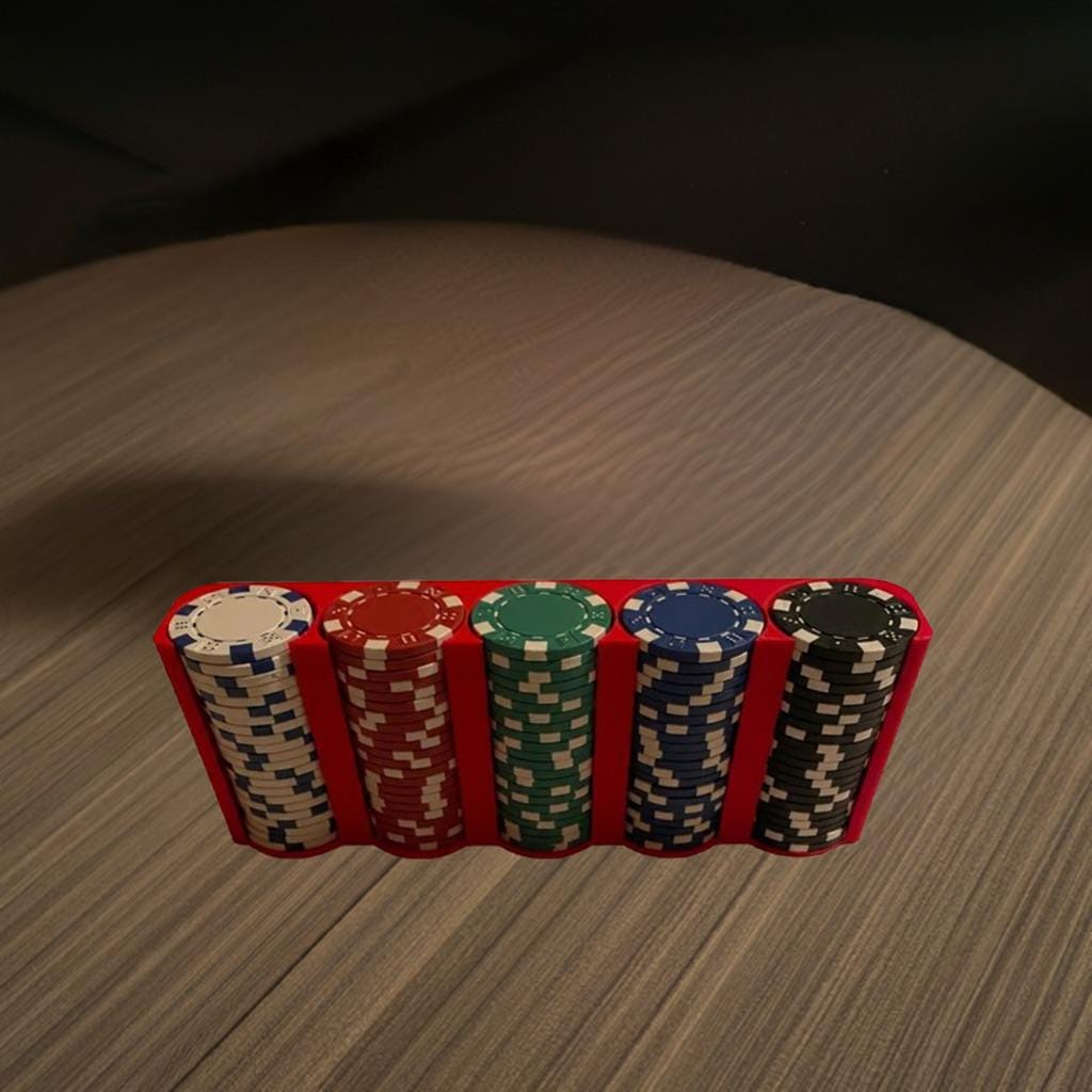 5-Column Poker Chip Tray | 110 Casino Chip Organizer | Vertical Stack Holder | Card Game Accessory - BatCountryCraftsUSA