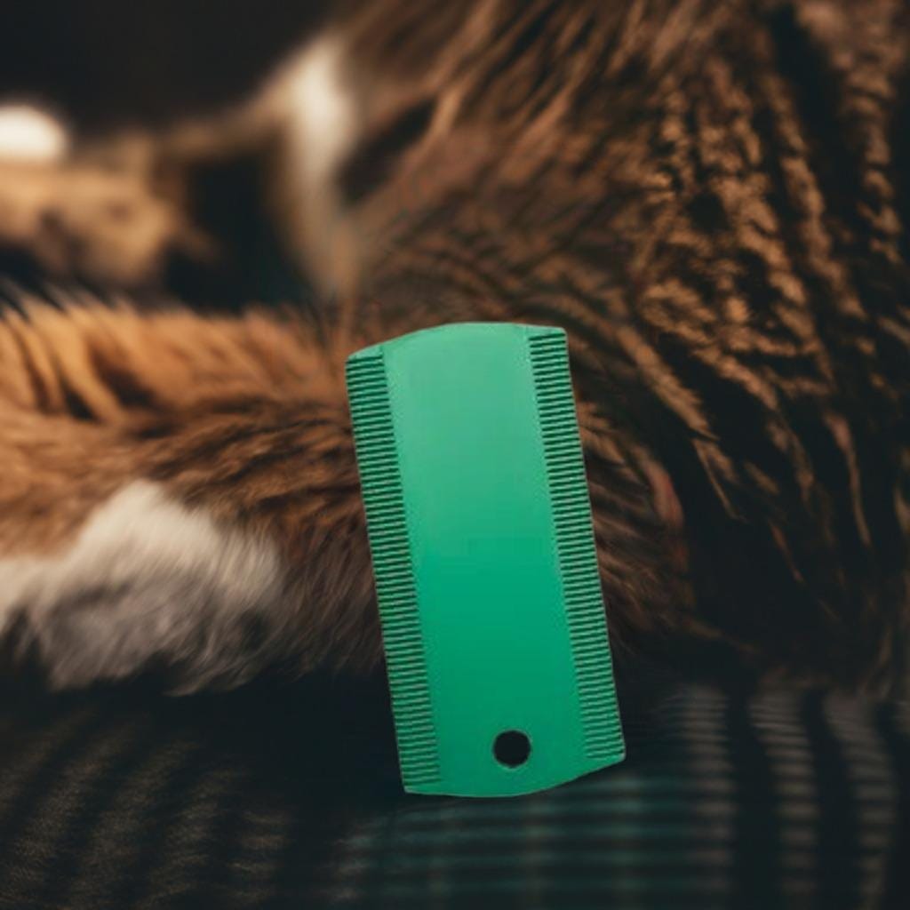 Double Flea Comb for Cats | Pet Grooming Tool | Cat Fur Brush | Flea Removal Comb | Pet Care Accessory | Cat Hair Detangler Deshedding Tool - BatCountryCraftsUSA