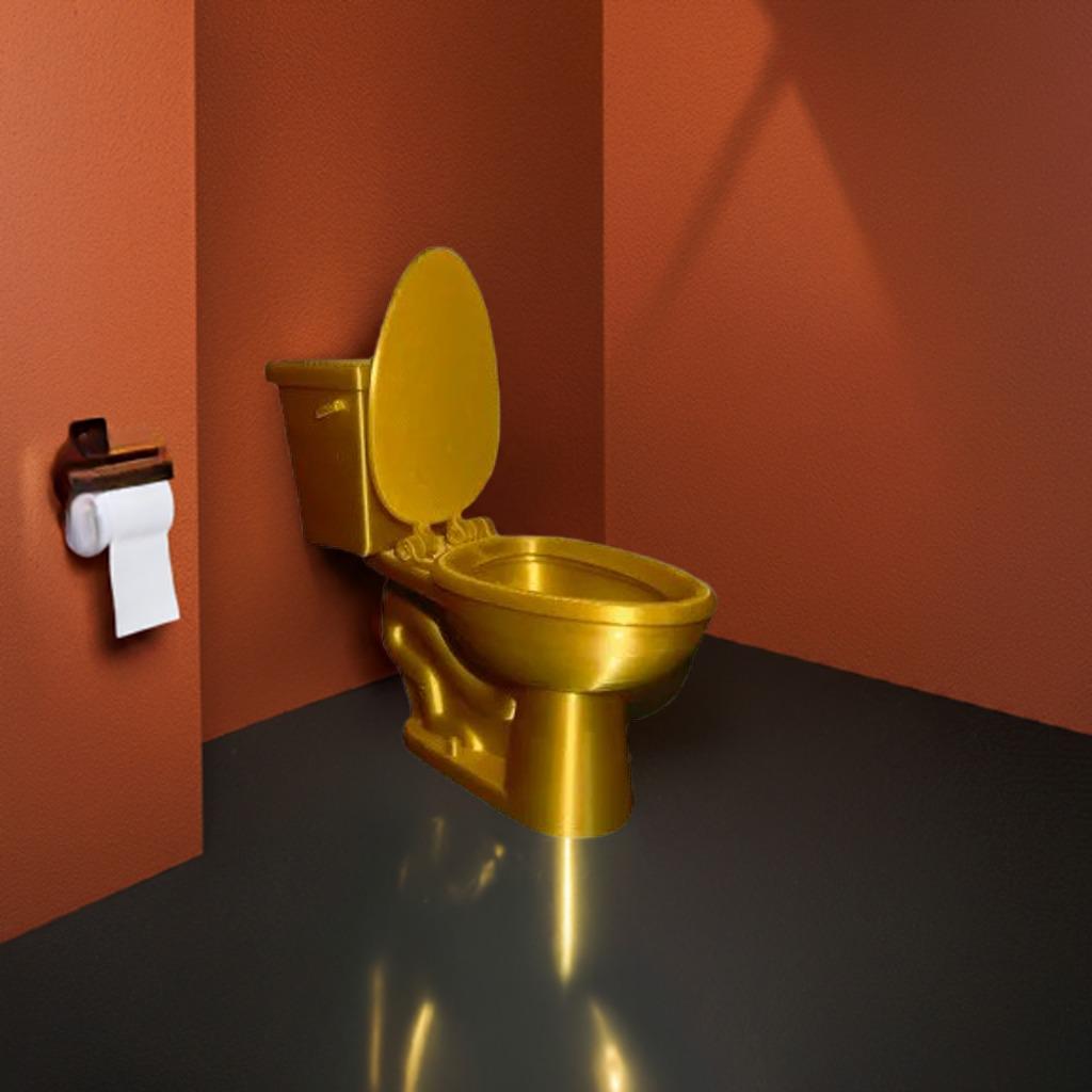 Golden Toilet Miniature | Dollhouse Bathroom Accessory | Novelty Desk Toy | Funny Bathroom Decor | Mini Toilet Model | Office Gag Gift - BatCountryCraftsUSA