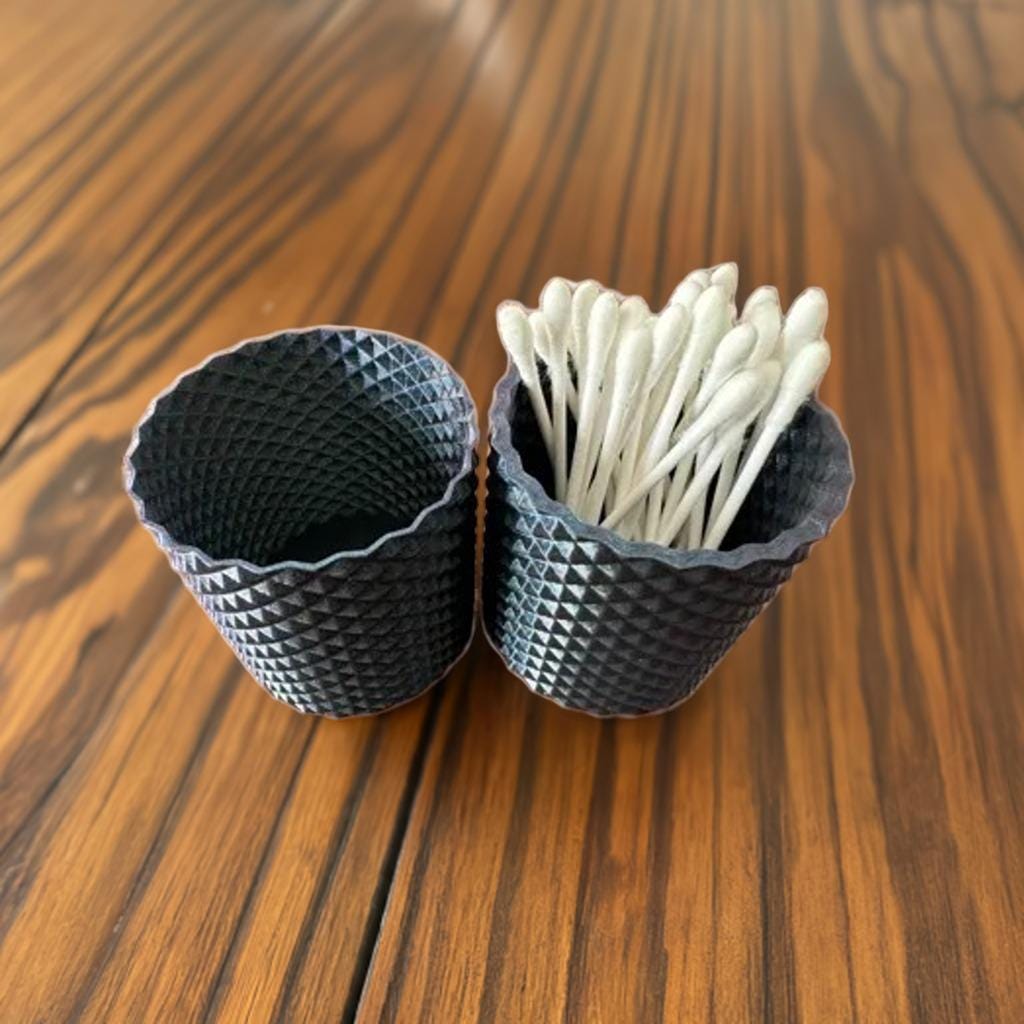 Q-Tip Holder Cup | Cotton Swab Organizer | Bathroom Vanity Storage | Modern Bath Accessory | Decorative Bathroom Container | - BatCountryCraftsUSA