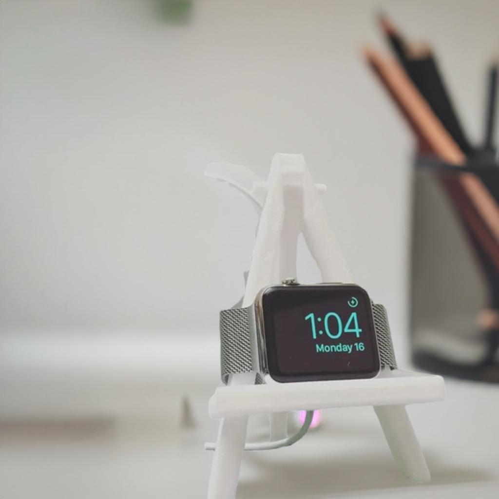 Foldable Apple Watch Stand for Travel | Compact Easel Style Nightstand Mode Charger Dock | Fits All Series Lightweight Portable Watch Holder - BatCountryCraftsUSA