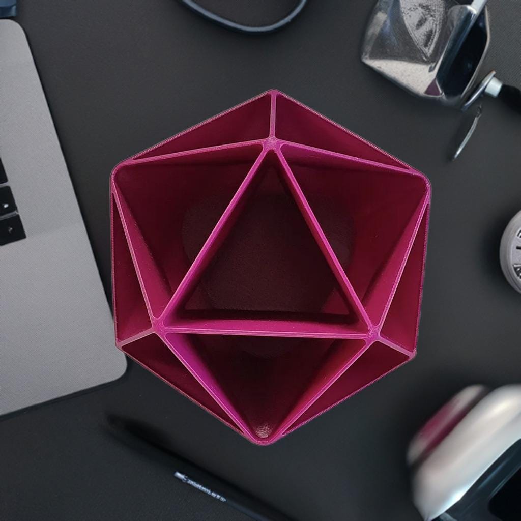 D20 Dice Shaped Desk Organizer | Icosahedron Pen Holder | 20-Sided Stationery Caddy | Tabletop Gaming Decor | Office Supply - BatCountryCraftsUSA