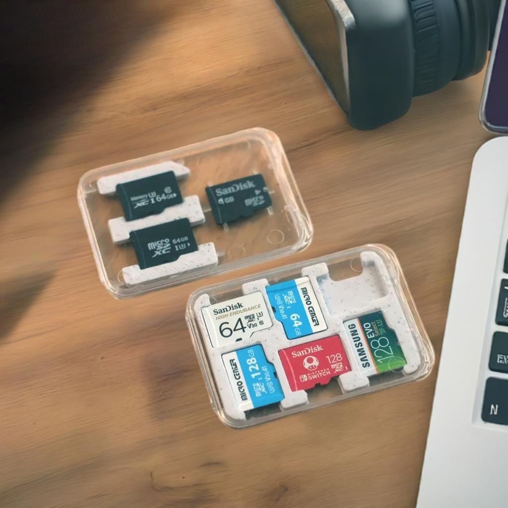 MicroSD Card Organizer Case Insert | Memory Card Storage Solution | 2 & 6 Card Holder Options | SD Adapter Compatible - BatCountryCraftsUSA