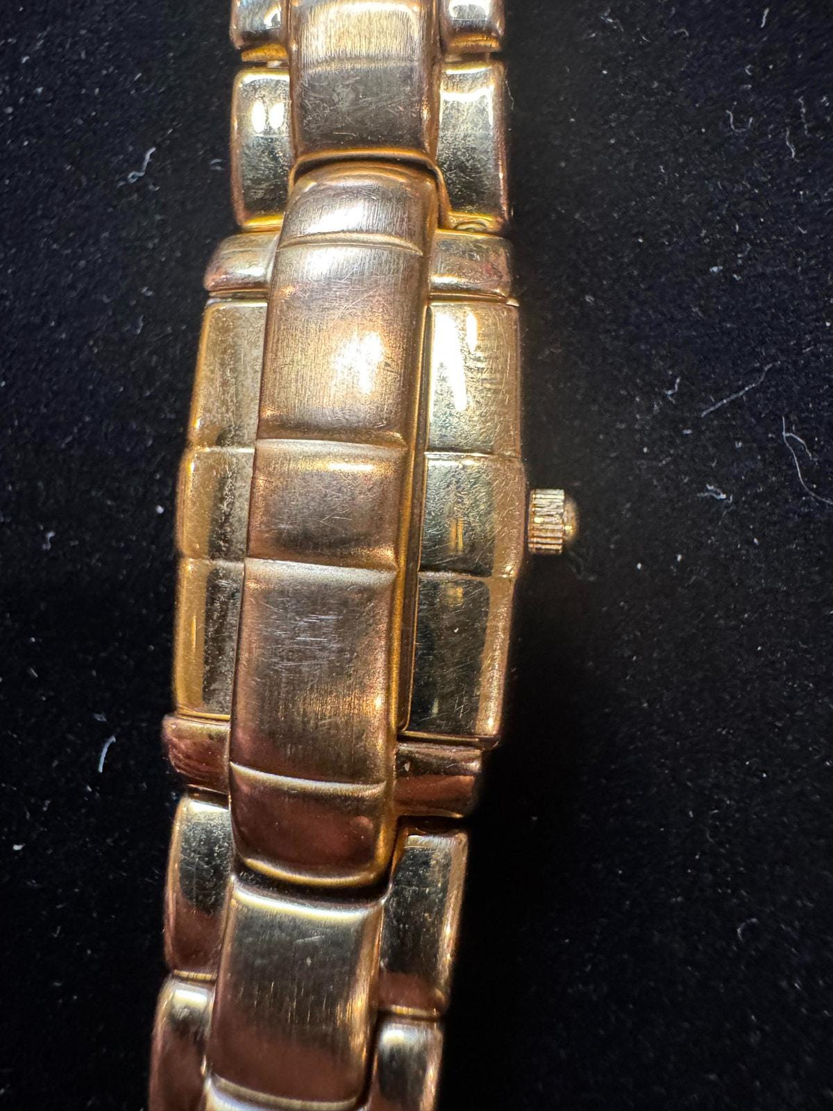 Vintage Waltham Ladies Watch - Gold Tone Rectangular Case | White Dial | Metal Link Bracelet | Model YWL359 PR11 | Japan Movement |Pre-Owned - BatCountryCraftsUSA