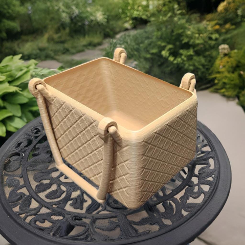 Print in Place Basket with Handles | Decorative Storage Container | Quilted Pattern Organizer | Home Decor Basket | Kitchen Storage Bin - BatCountryCraftsUSA
