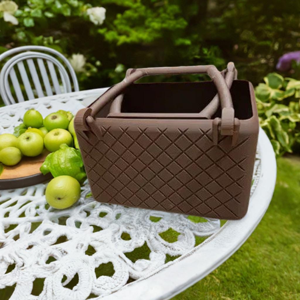 Print in Place Basket with Handles | Decorative Storage Container | Quilted Pattern Organizer | Home Decor Basket | Kitchen Storage Bin - BatCountryCraftsUSA