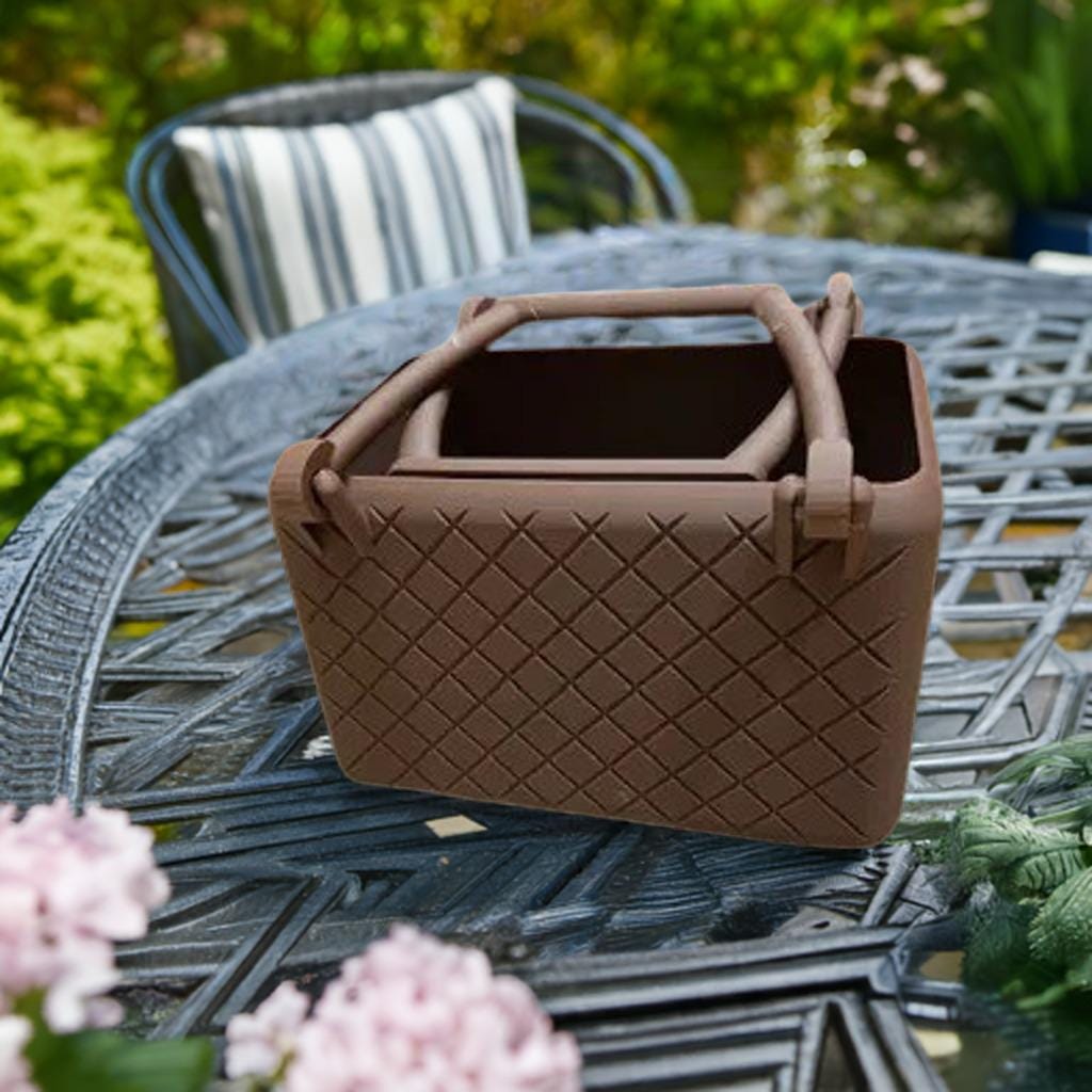 Print in Place Basket with Handles | Decorative Storage Container | Quilted Pattern Organizer | Home Decor Basket | Kitchen Storage Bin - BatCountryCraftsUSA