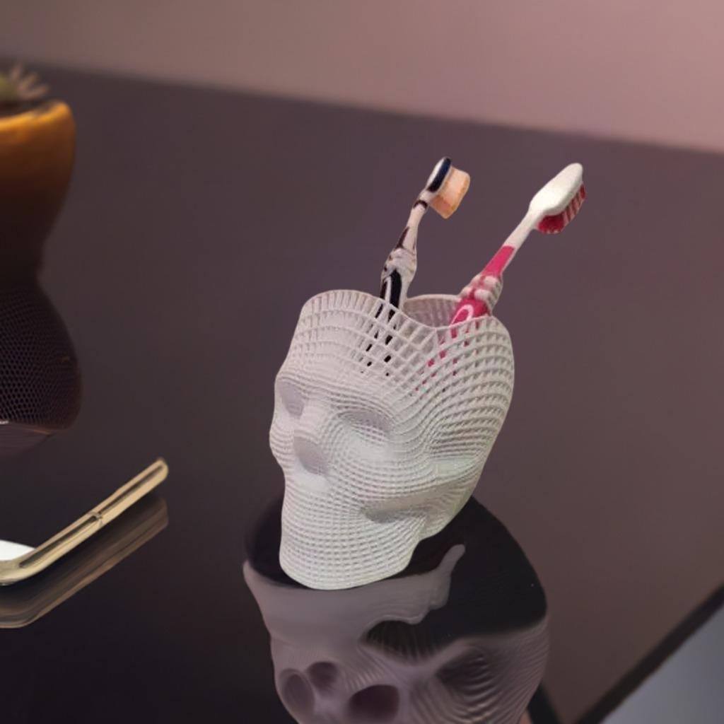 Wireframe Skull Pencil Holder | Skeleton Pen Organizer | Gothic Desk Accessory | Creative Office Decor | Skull Pen Cup - BatCountryCraftsUSA