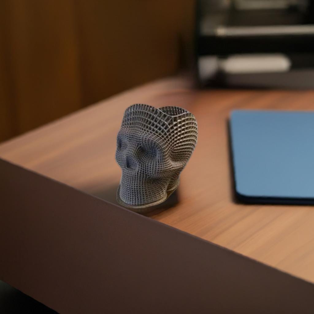 Wireframe Skull Pencil Holder | Skeleton Pen Organizer | Gothic Desk Accessory | Creative Office Decor | Skull Pen Cup - BatCountryCraftsUSA