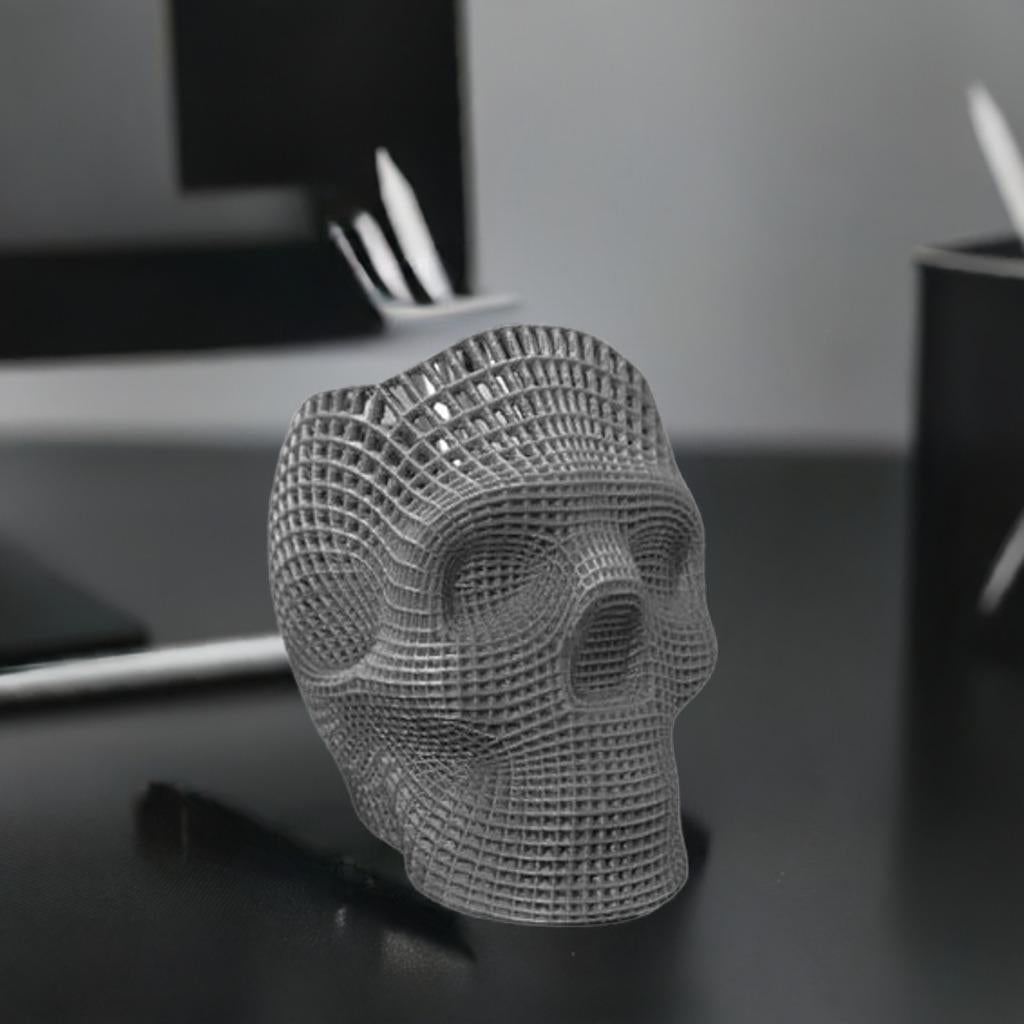 Wireframe Skull Pencil Holder | Skeleton Pen Organizer | Gothic Desk Accessory | Creative Office Decor | Skull Pen Cup - BatCountryCraftsUSA