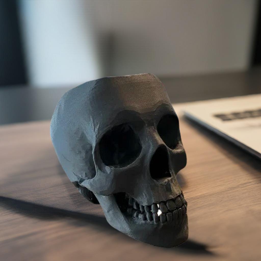 Skull Pen & Pencil Holder | Gothic Desk Organizer | Skeleton Office Accessory | Skull Pen Cup | Macabre Desktop Decor - BatCountryCraftsUSA