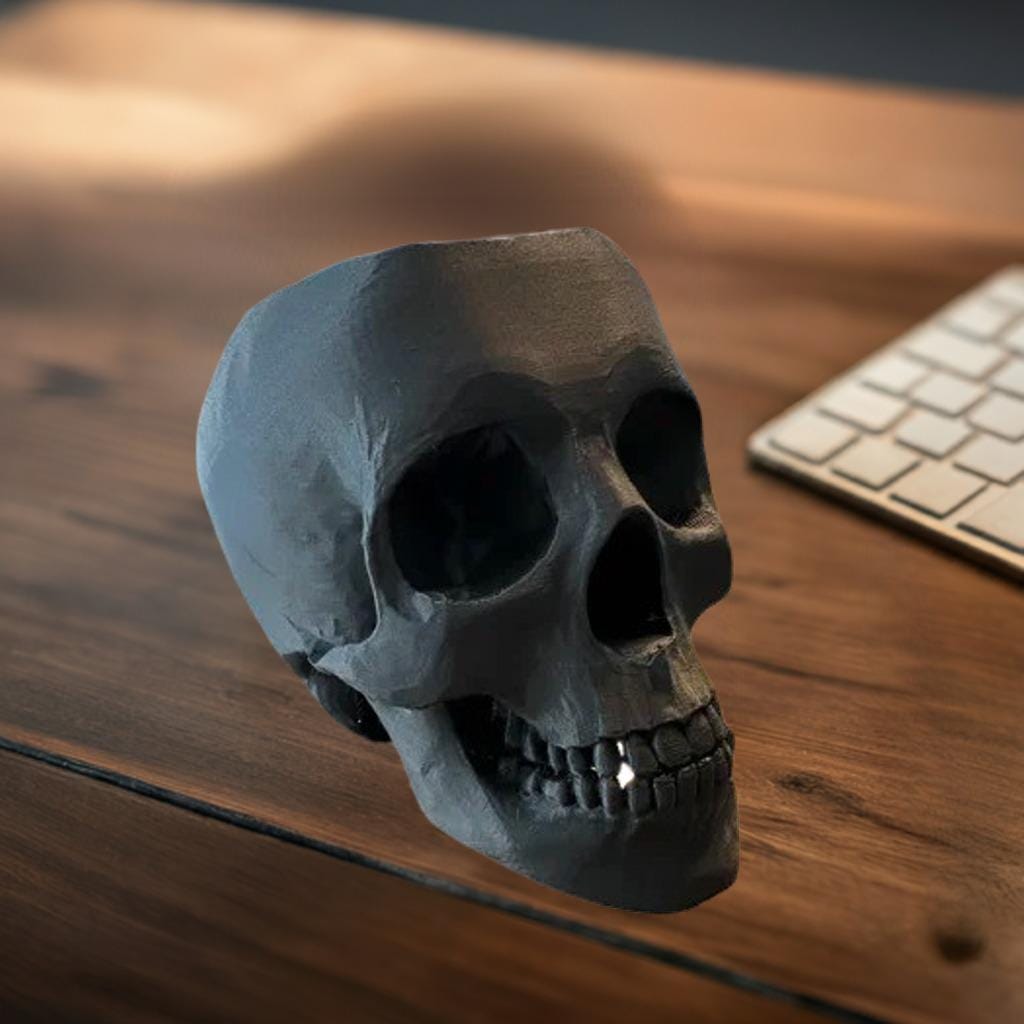 Skull Pen & Pencil Holder | Gothic Desk Organizer | Skeleton Office Accessory | Skull Pen Cup | Macabre Desktop Decor - BatCountryCraftsUSA
