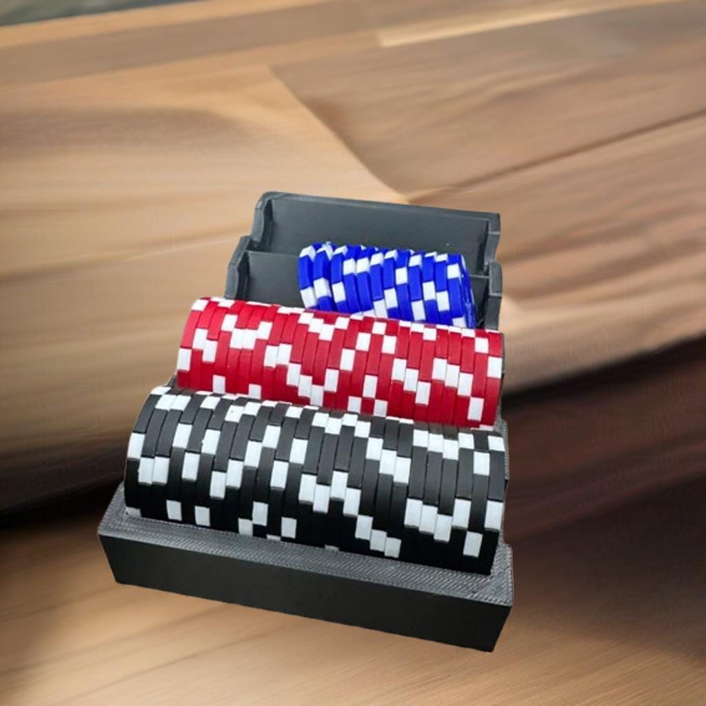 25 Poker Chip Tray Organizer | Casino Chip Storage Rack | Game Night Accessory | Card Table Holder - BatCountryCraftsUSA