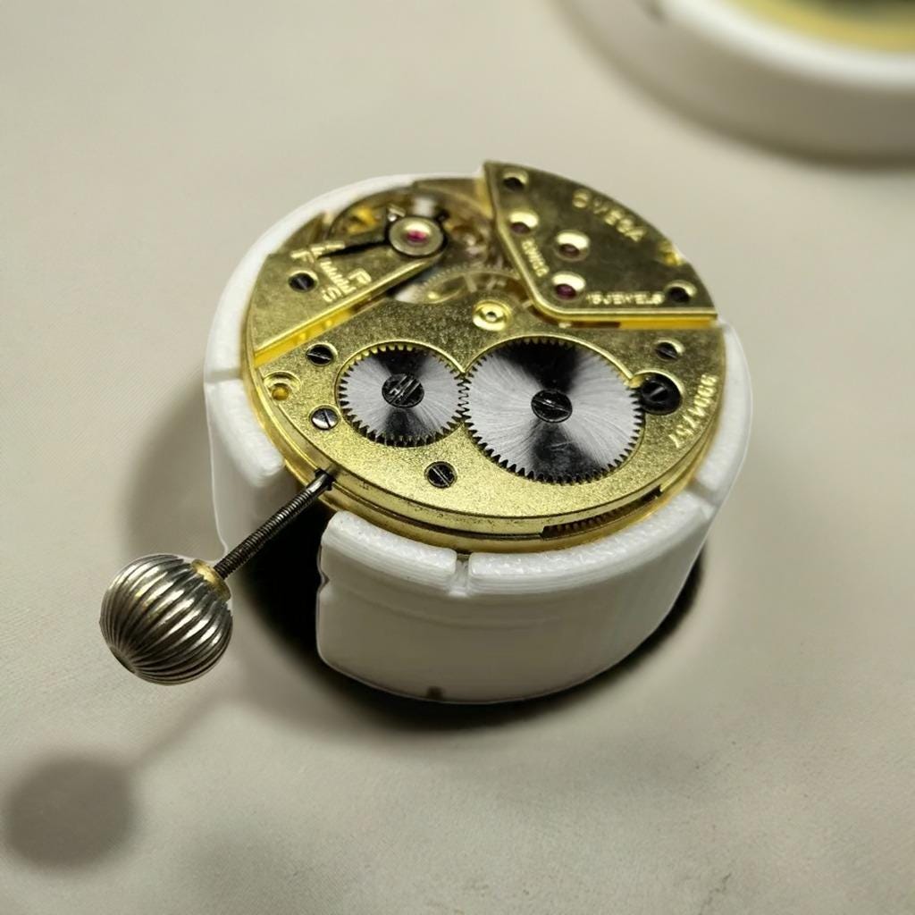 Omega 38.5LT1 160 Pocket Watch Movement Holder | Watchmaker Tool for Ligne 17 Size Repairs | Omega Cal 160 Movement Case Support Stand - BatCountryCraftsUSA