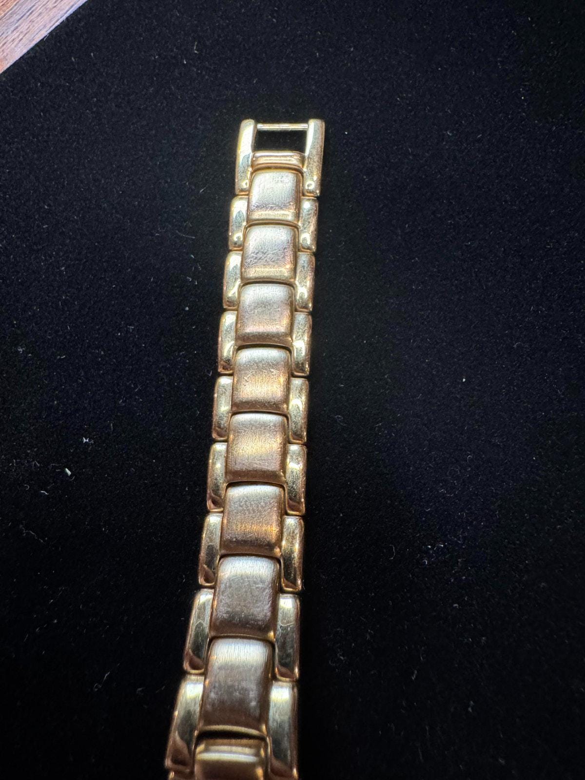 Vintage Waltham Ladies Watch - Gold Tone Rectangular Case | White Dial | Metal Link Bracelet | Model YWL359 PR11 | Japan Movement |Pre-Owned - BatCountryCraftsUSA