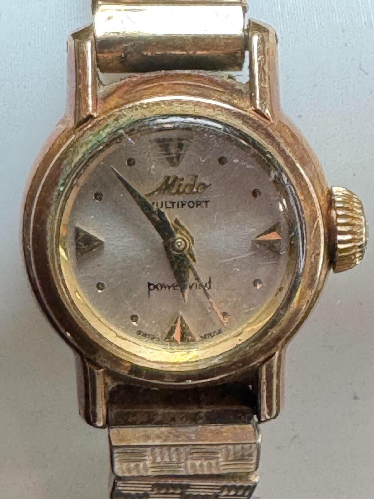 Vintage Mido Multifort Powerwind Watch - Gold Case | Silver Dial | Two-Tone Band | Swiss Made - BatCountryCraftsUSA