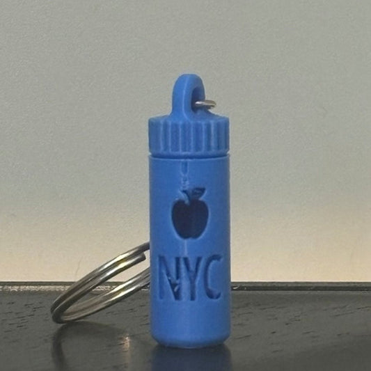 NYC Big Apple Party Pill Bottle Keychain Eco-Friendly