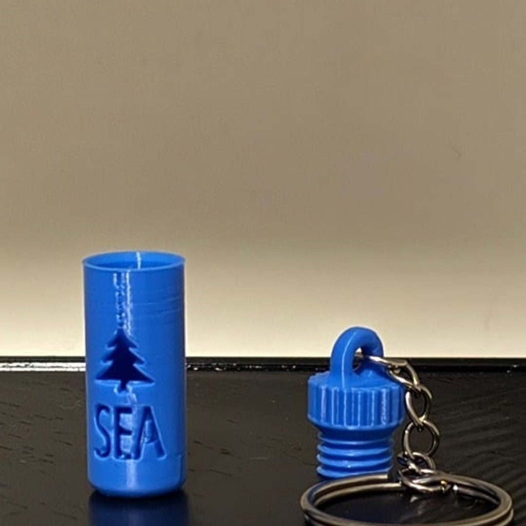 Seattle Pill Holder+Keychain - Evergreen Tree Portable Pill Bottle, Made in USA