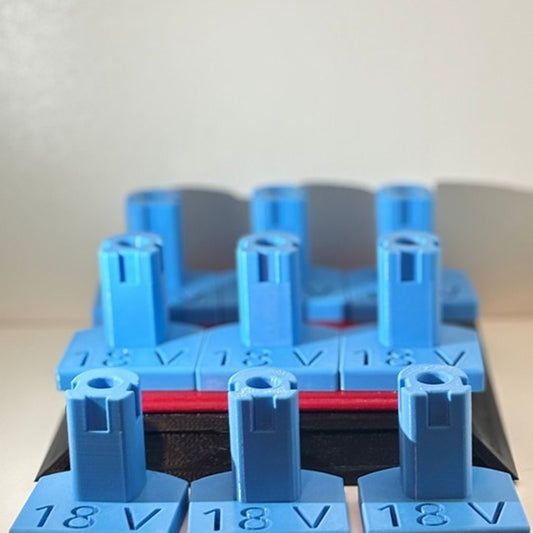 Sky Blue 18V Ryobi Battery Holders - 9 Pack - Durable and Convenient Storage