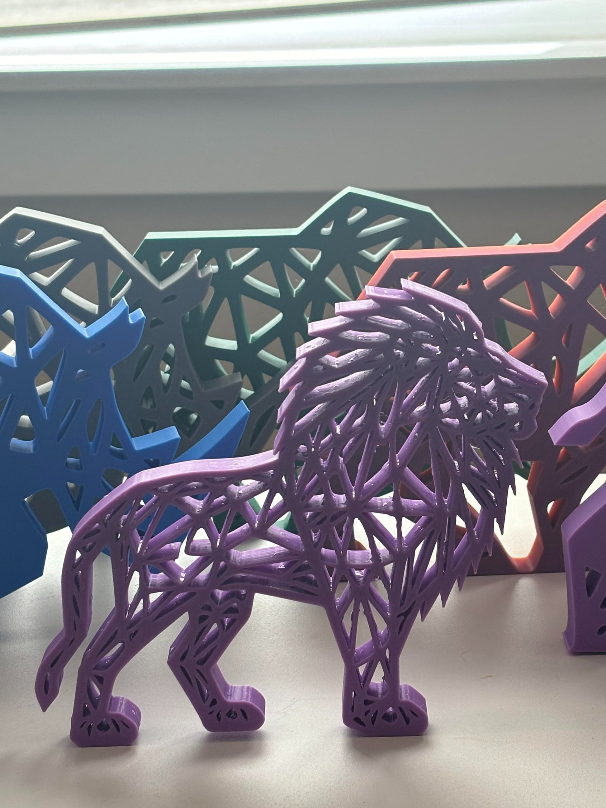 Magenta geometric lion display gift - BatCountryCraftsUSA