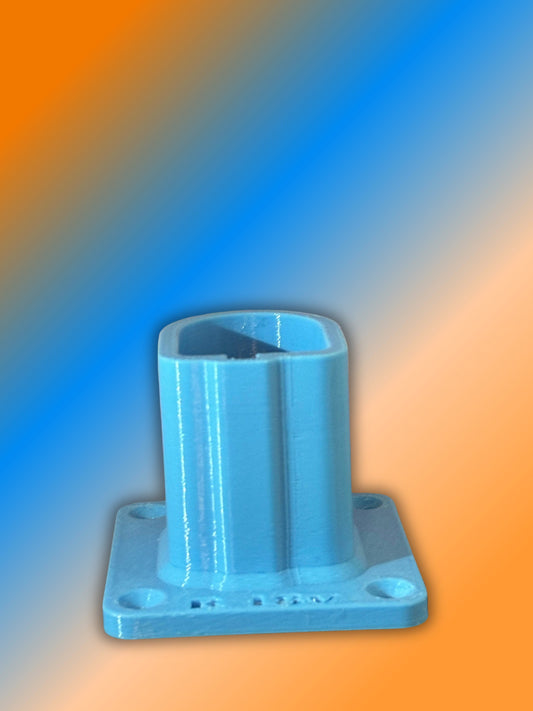 A single sky blue 3D printed battery holder for Ryobi 18v batteries, prominently displayed on a white background.