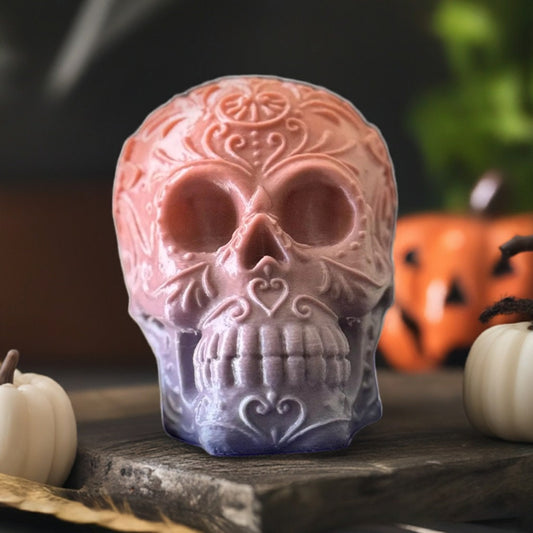 Floral Detail Halloween Skull - Unique Decorative Skull with Elegant Floral Design