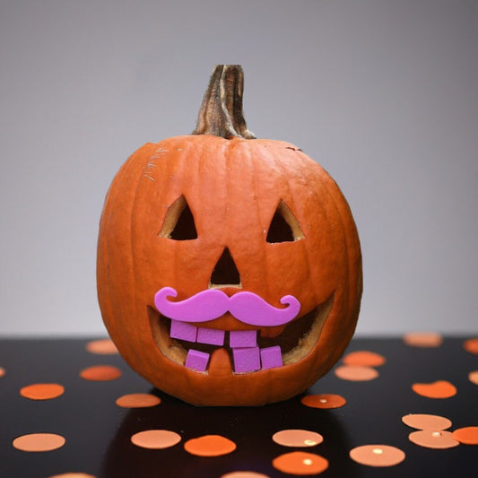 Jack O Lantern Moustache | Quirky Halloween Accessory | Pumpkin Face Fun 2025 - BatCountryCraftsUSA