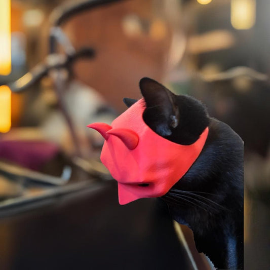 Devil Cat Mask | Pet Costume | Halloween Cat Outfit | Superhero Cosplay Mask | Funny Cat Accessories | Costume for Cats | Kitty Dress Up - BatCountryCraftsUSA