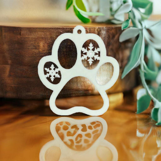 Pet Paw Christmas Ornament - Holiday Memory Bauble Dog Cat Memorial Gift - Animal Print Tree Decoration Family Pet Keepsake - BatCountryCraftsUSA