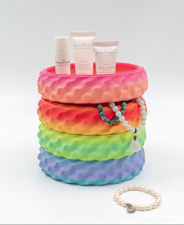 Cream Swirl Storage Bowls | Modern Stackable Catch-All Set | Artistic Organizer Trays | Flowing Design 3 Sizes - BatCountryCraftsUSA