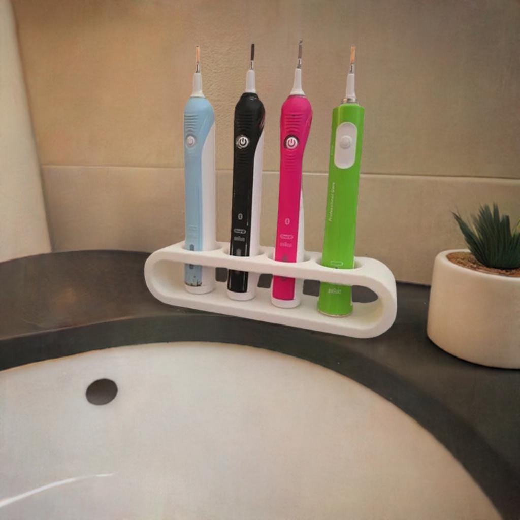 Oral-B Electric Toothbrush Family Charging Stand -Multi Brush Holder & Organizer Braun Compatible Storage Station Power Brush Mount Bath Hub - BatCountryCraftsUSA
