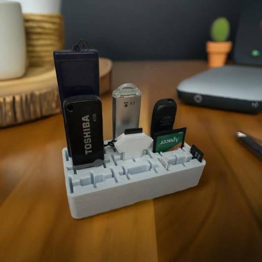 Gridfinity Memory Card Storage System -Professional USB, SD & MicroSD Organizer | Multi-Device Tech Holder | Grid Storage Solution-Media Hub - BatCountryCraftsUSA