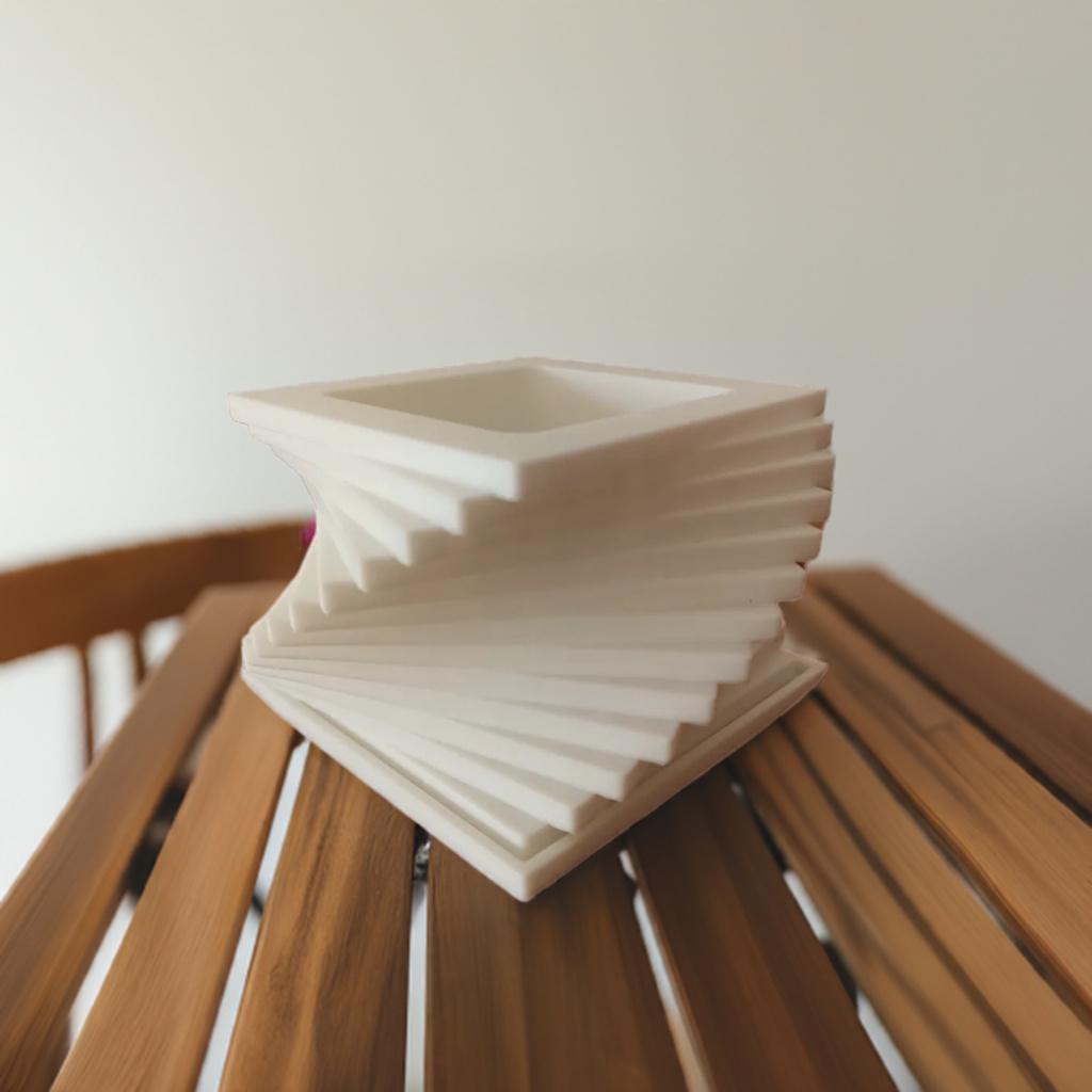Modern Twisted Geometric Planter & Vase | Designer Spiral Plant Holder | Artistic Flower Pot | Contemporary Home Decor | Square Base - BatCountryCraftsUSA